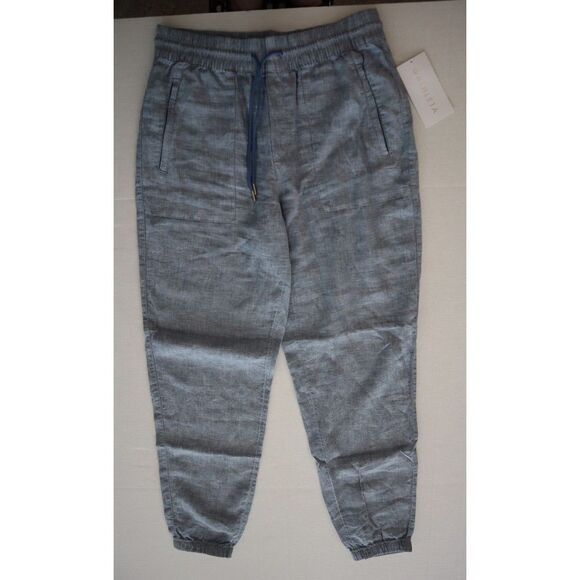 Athleta 531704002 Women's Sz 8-Tall Chambray Blue Retreat Linen Jogger Pants - Picture 1 of 11
